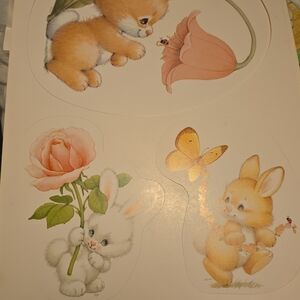 3 Cute Easter Vintage Bunny Dye Cutd Sheet - White, Cream, Pink